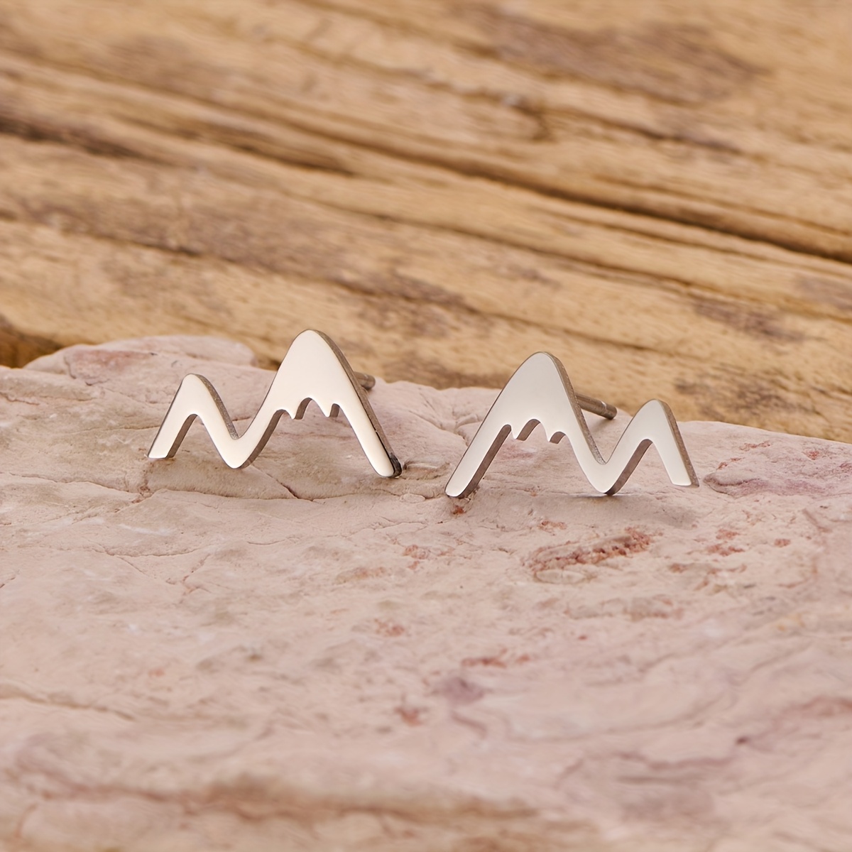 Men's Stainless Steel Mountain Peak Earrings — Gift for Him